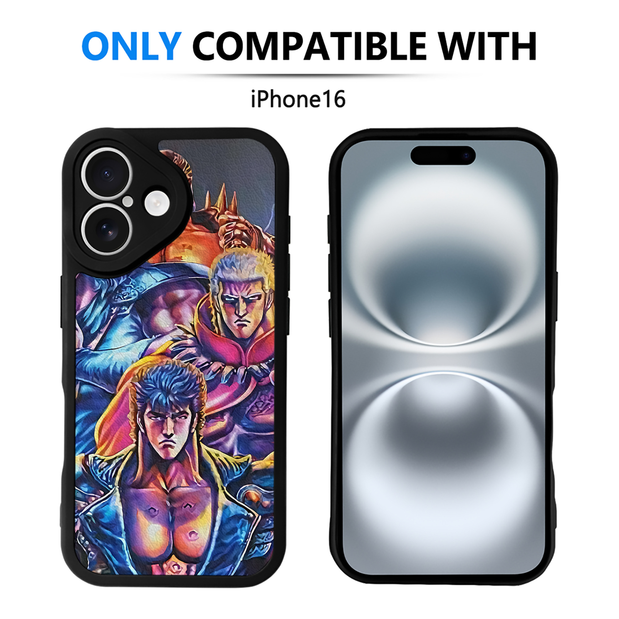 （画像用） 北斗の拳 Fist of the North Star 【iPhone 16シリーズ対応】シリコンスマホケース（レザー調） 材質：シリコン